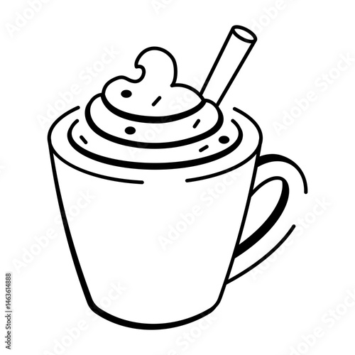 A hand drawn style icon of spiced latte 
