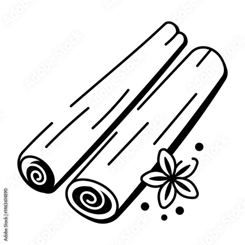 Cinnamon stick in hand drawn style icon 
