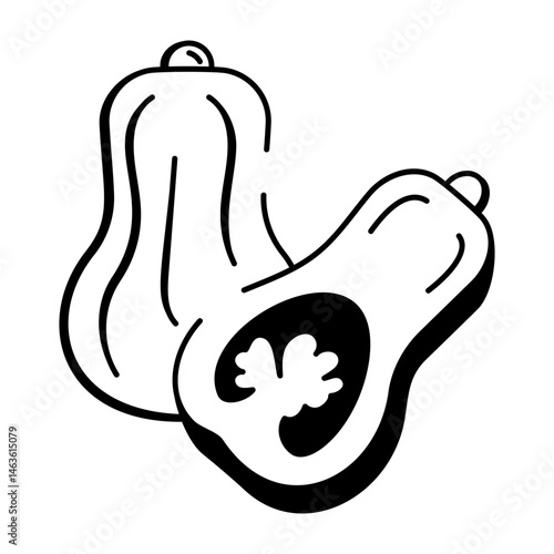 Butternut squash icon in doodle style 
