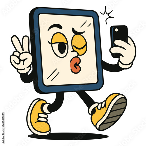 Stylish Mirror Character Posing for Selfie