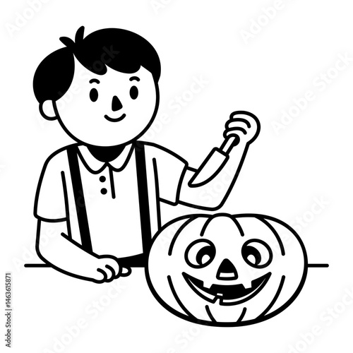 Craving pumpkin icon in hand drawn style 