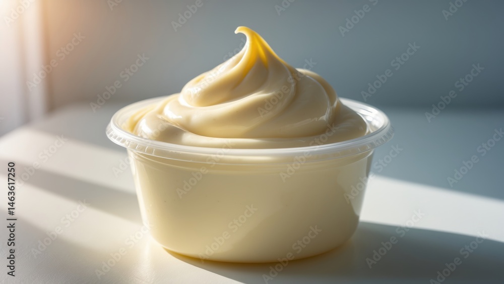 Mayonnaise kept in a plastic bottle Mayonnaise kept in a plastic bottle