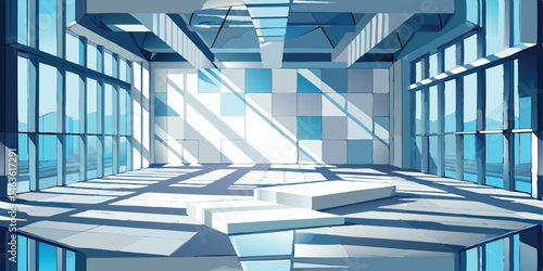 Abstract interior space with sunlight through windows vector illustration
