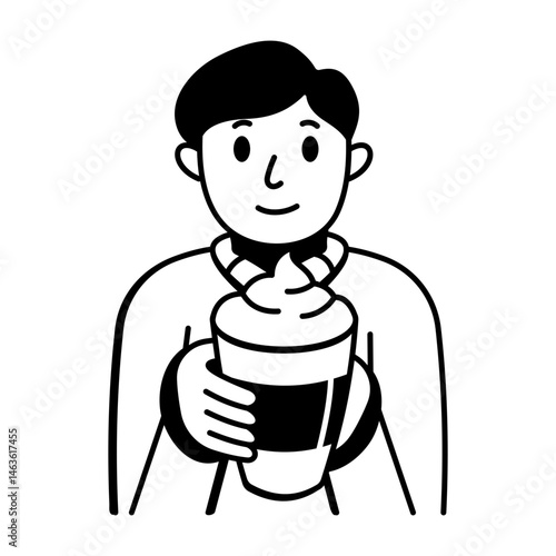 Drinking spice icon latte in doodle style 
