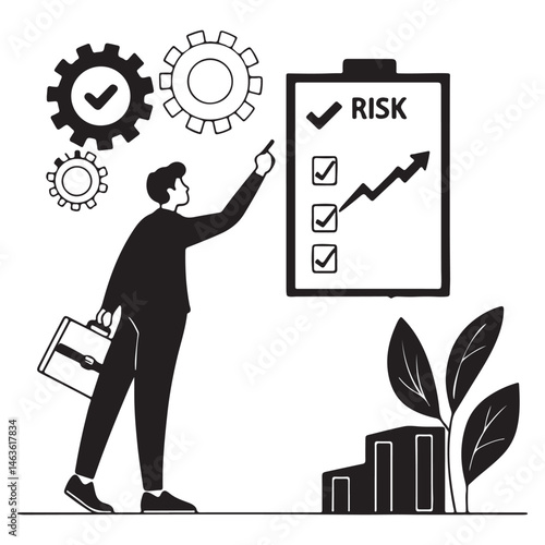 Assessment for investment concept. Businessman touching on screen to risk management and assessment of business and 
enterprise. risk manage strategy plan finance vector