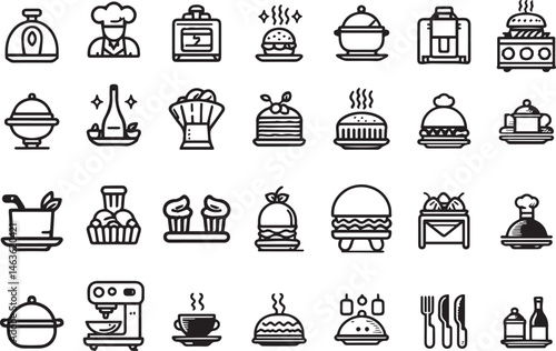 Catering line icon set vector illustration