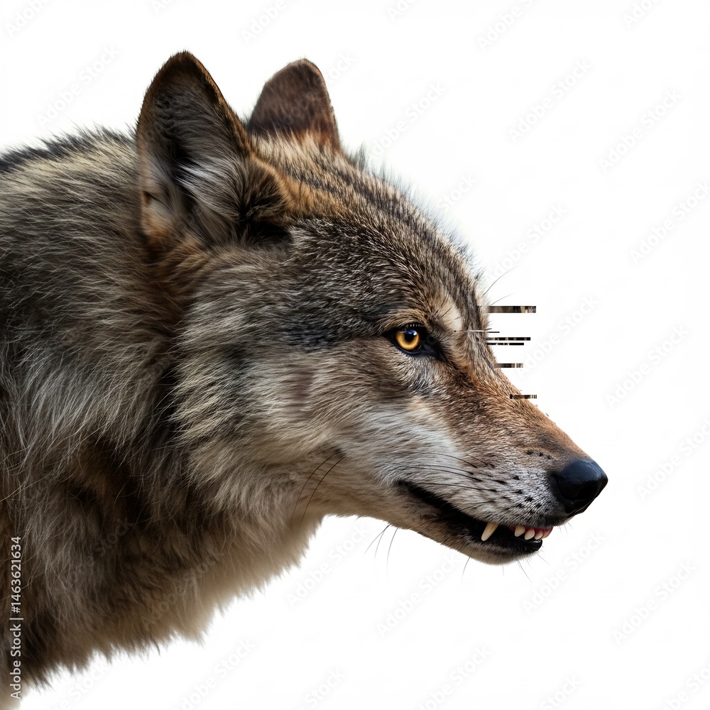 Fototapeta premium 鋭い眼光 灰色オオカミ 凛々しい横顔