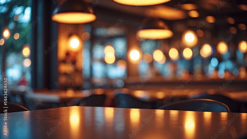 Light reflections on wooden table with abstract nightlife backdrop Light reflections on wooden table with abstract nightlife backdrop