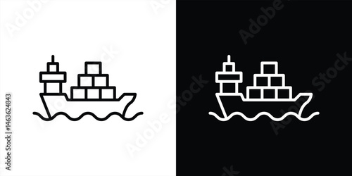 ship icon. contain cargo ship, logistic, transportation, sipping delivery thin line icon for your app and web. vector illustration