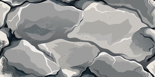 Seamless pattern of stylized vector stone texture in shades of grey