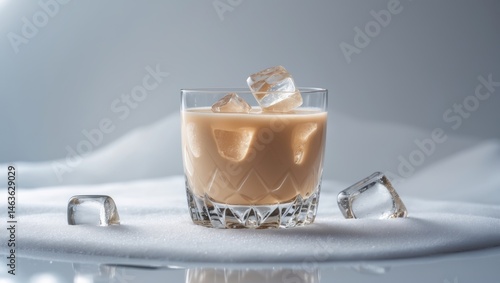 Glass of Irish whiskey liqueur isolated against white backdrop