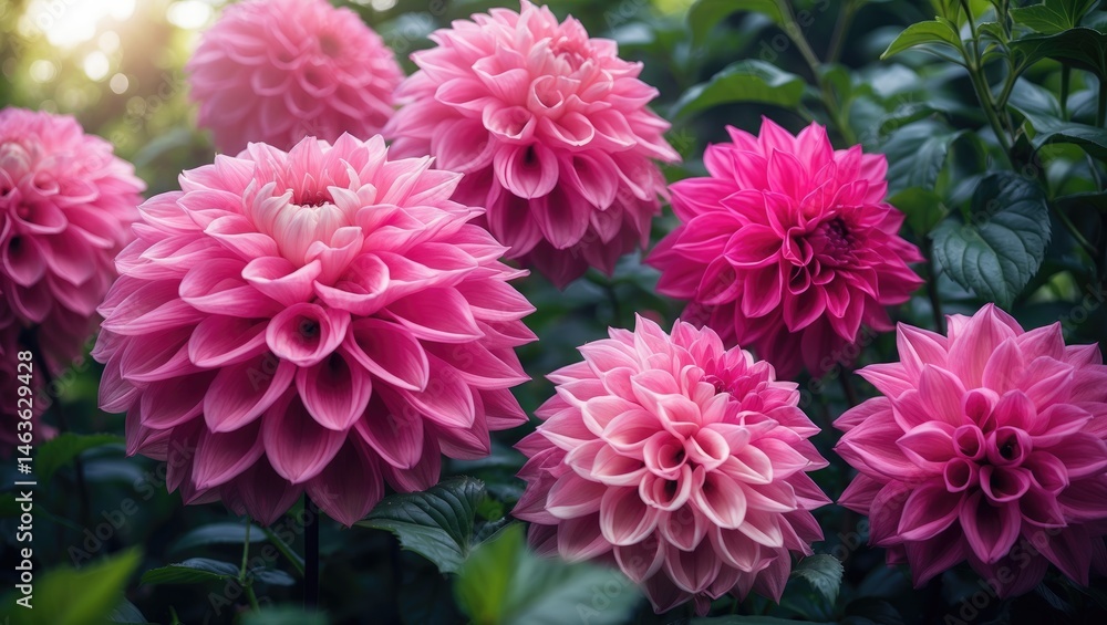 Detailed view of pink, soft-textured flowers with multiple petal layers in bloom Detailed view of pink, soft-textured flowers with multiple petal layers in bloom