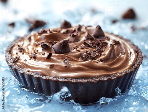 chocolate cocoa dessert, serene lightwave world, icy blue accents, isolate on white background.