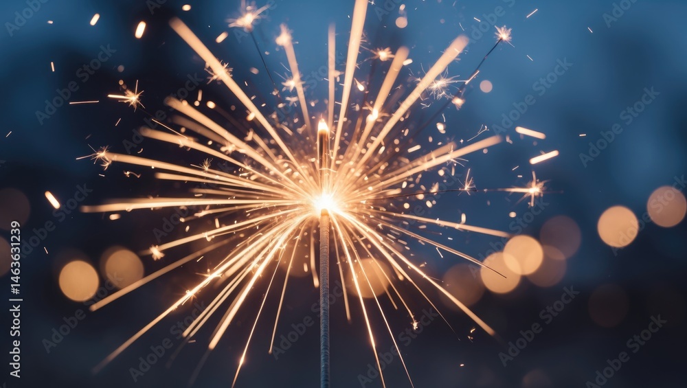 Obraz premium Holiday party illuminated by sparklers and colorful flames against a dark background
