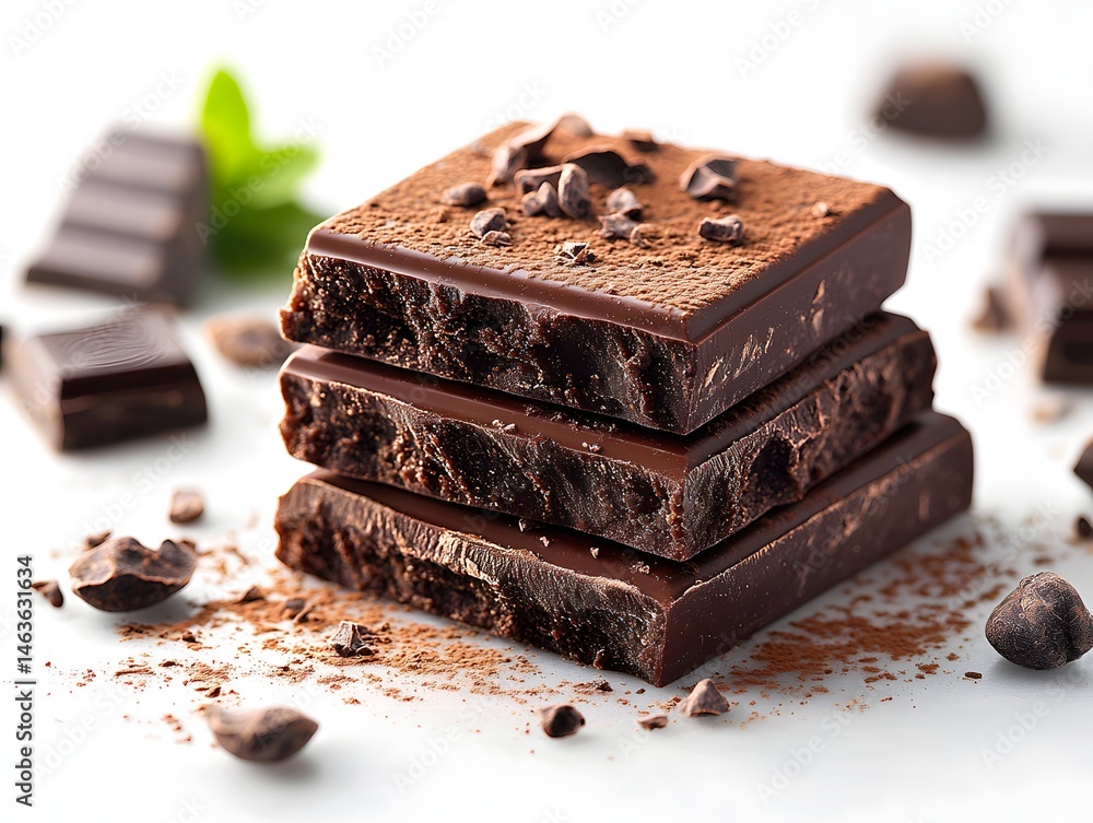 Delicious brown chocolate with nuts is a sweet and tasty snack