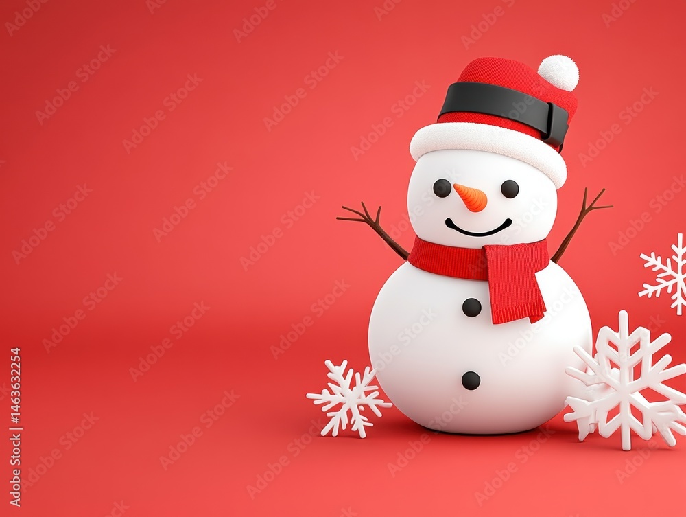 Cute Snowman on Red Background (1) Cute Snowman on Red Background (1)