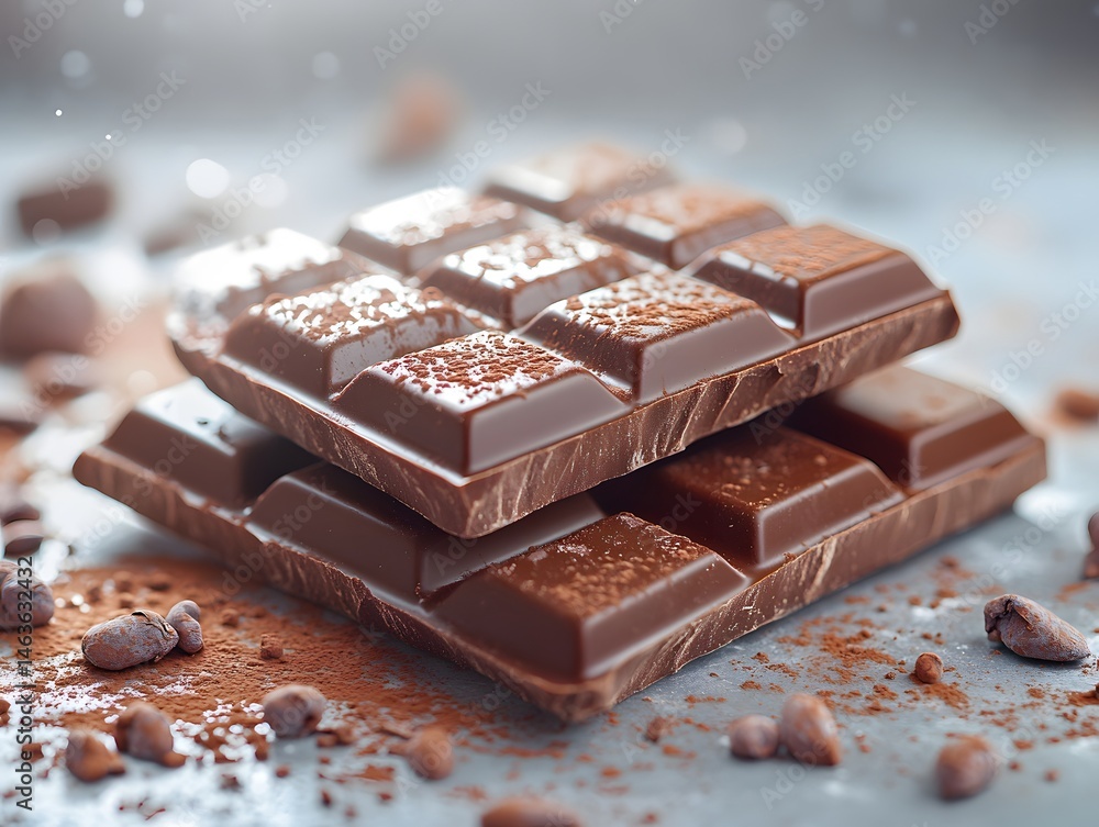 Delicious sweet food: a brown chocolate bar with nuts, a tasty snack