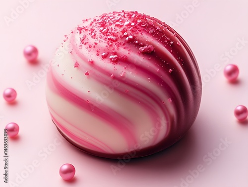 Obraz na płótnie The image shows a close-up of pink and white candy resembling , with a sweet, sugary appearance w salonie
