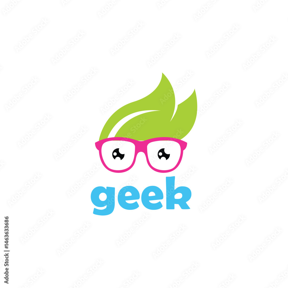 Obraz premium Geek head logo design template. Nerd logo template