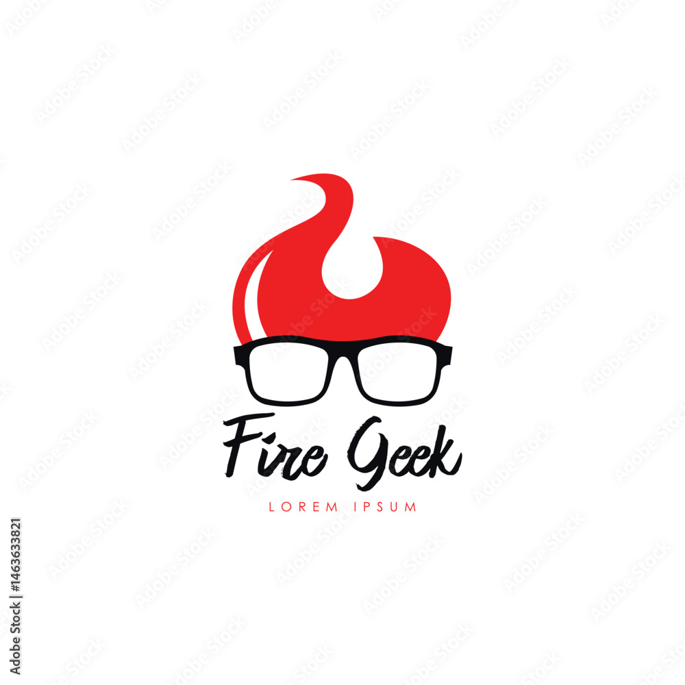 Obraz premium Geek head logo design template. Nerd logo template