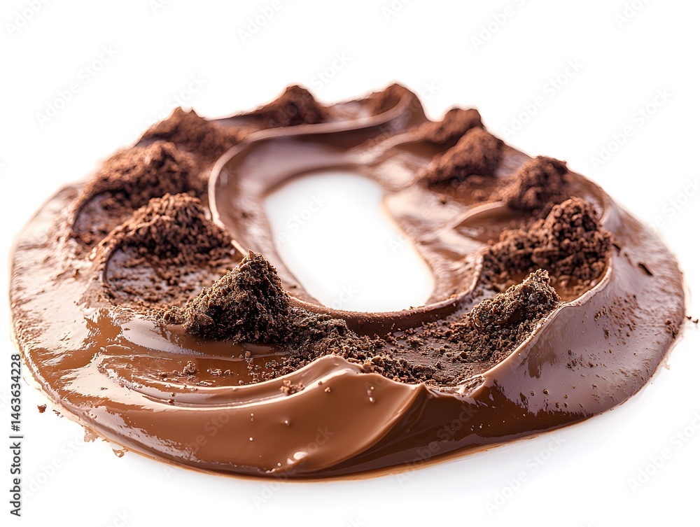 Delicious chocolate cake, a sweet dessert with nuts, is isolated on a white background