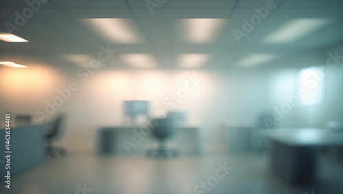 Modern interior office scene featuring blurred lighting and abstract design elements