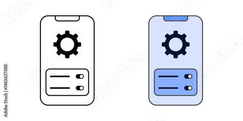 Setting app permissions icon – an app settings screen displaying permission options. Symbolizing user control and privacy settings.