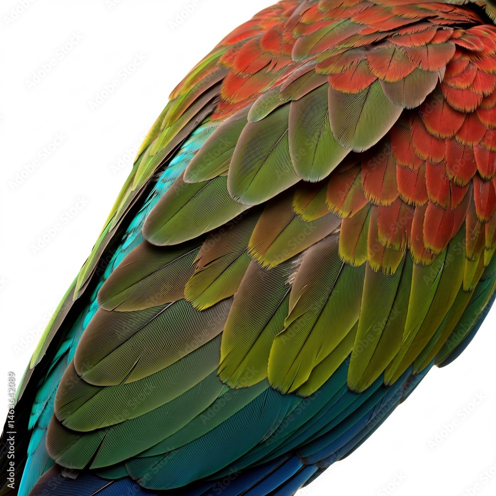 Fototapeta premium 鮮やか羽根 緑青赤色 自然美 羽根模様