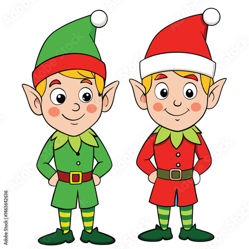 Cute Christmas Elves Clipart – Santa’s Helpers Cartoon Holiday Illustration