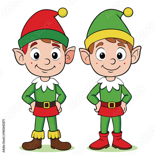 Cute Christmas Elves Clipart – Santa’s Helpers Cartoon Holiday Illustration