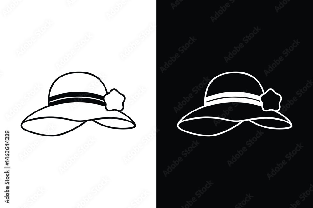 Fototapeta premium Sunhat Fashion Sketch. Editable Stroke Vector Line Drawing