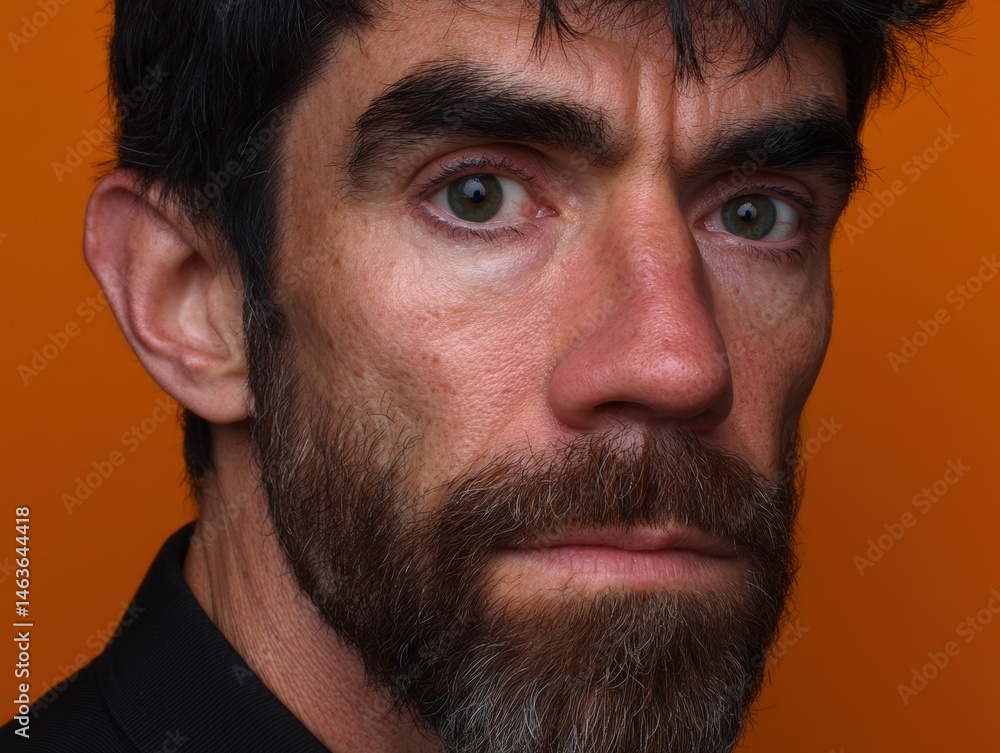 Obraz premium Intense portrait of a man with a serious gaze.
