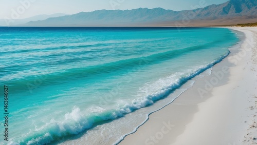 Fototapeta Naklejka Na Ścianę i Meble -  White sand beach with vibrant turquoise waters