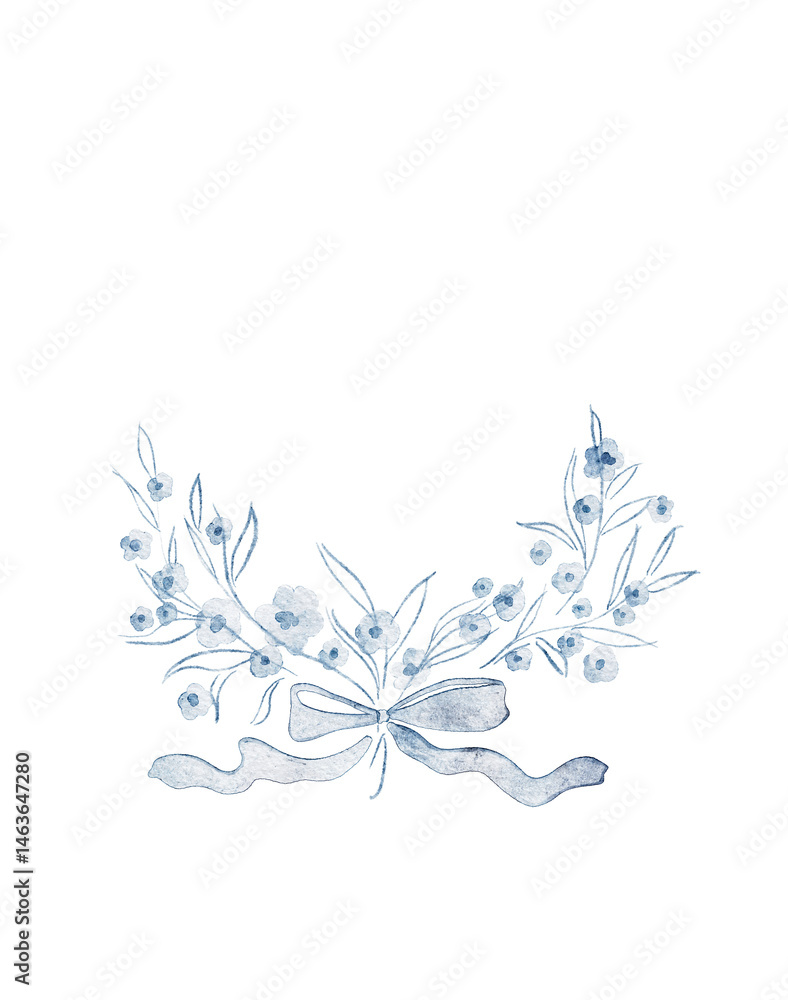 Fototapeta premium watercolor floral with bow