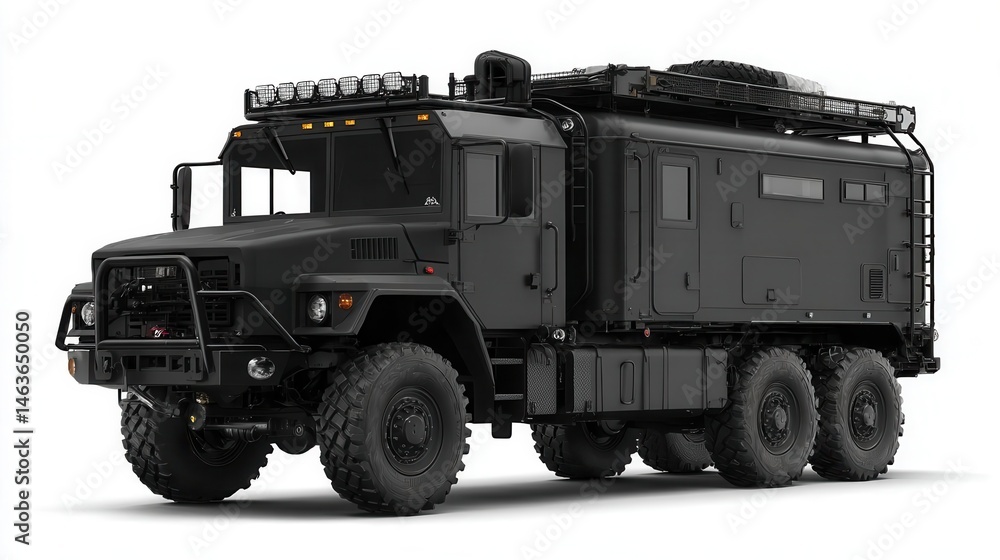 Obraz premium Large off road armored vehicle with rugged design and military features