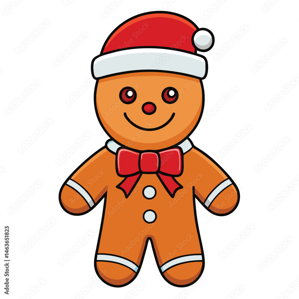 Cute Gingerbread Man with Santa Hat Clipart – Holiday Cookie Cartoon Image Cute Gingerbread Man with Santa Hat Clipart – Holiday Cookie Cartoon Image