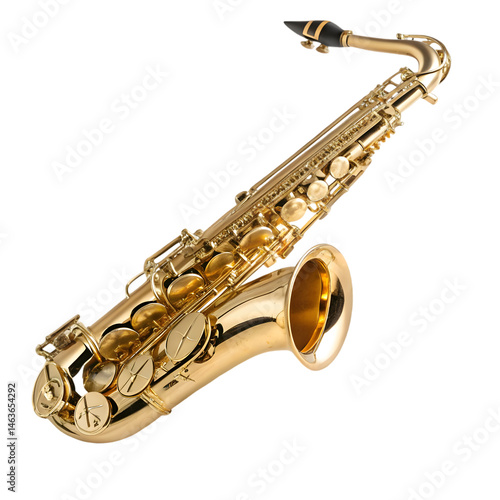 Beautiful golden saxophone on white background