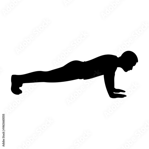 Silhouette of man in push-up exercise position