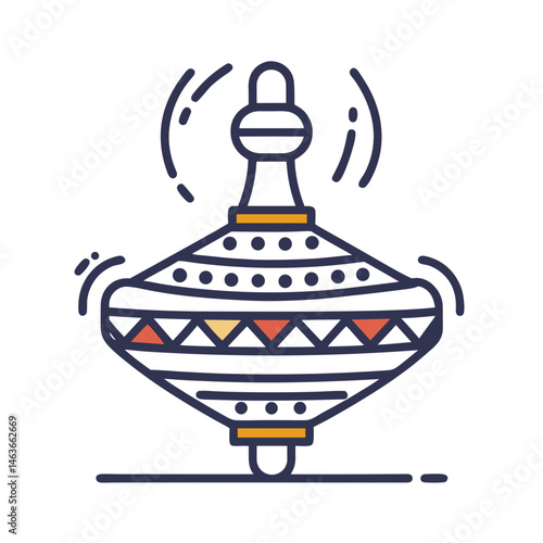 Spinning Top Toy Icon - Minimalist Line Drawing for Children's Games Apps, Educational Materials, Toy Store Websites and Nostalgic Play Designs