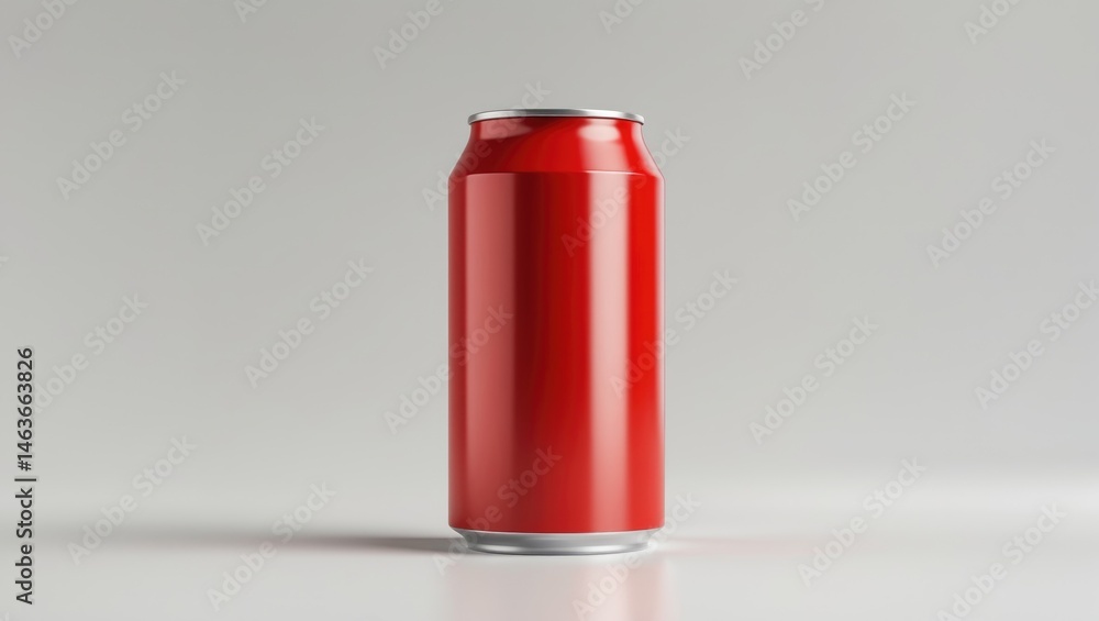 Isolated red metal can mockup for drink packaging on a white background Isolated red metal can mockup for drink packaging on a white background