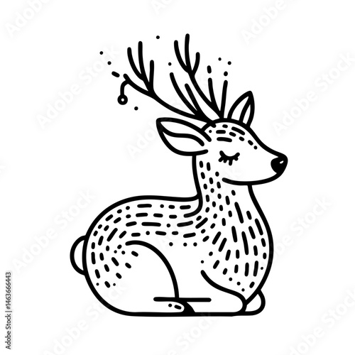 Serene Deer, Elegant Line Art Design