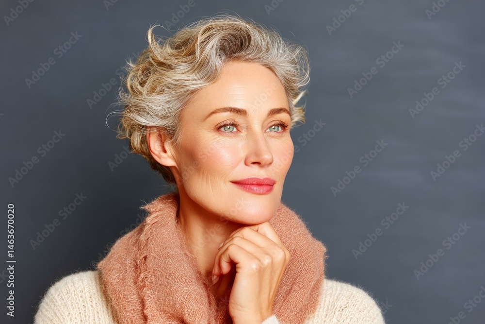 Elegant Senior Woman Portrait with Thoughtful Expression