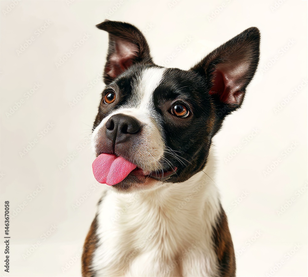 Playful Puppy Portrait Against a Light Background