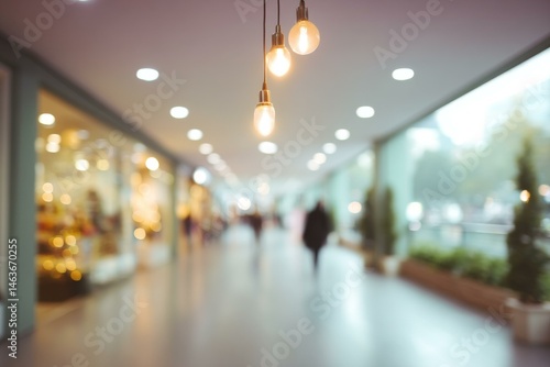 Obraz na płótnie Blurred View of a Shopping Mall Interior with People w salonie