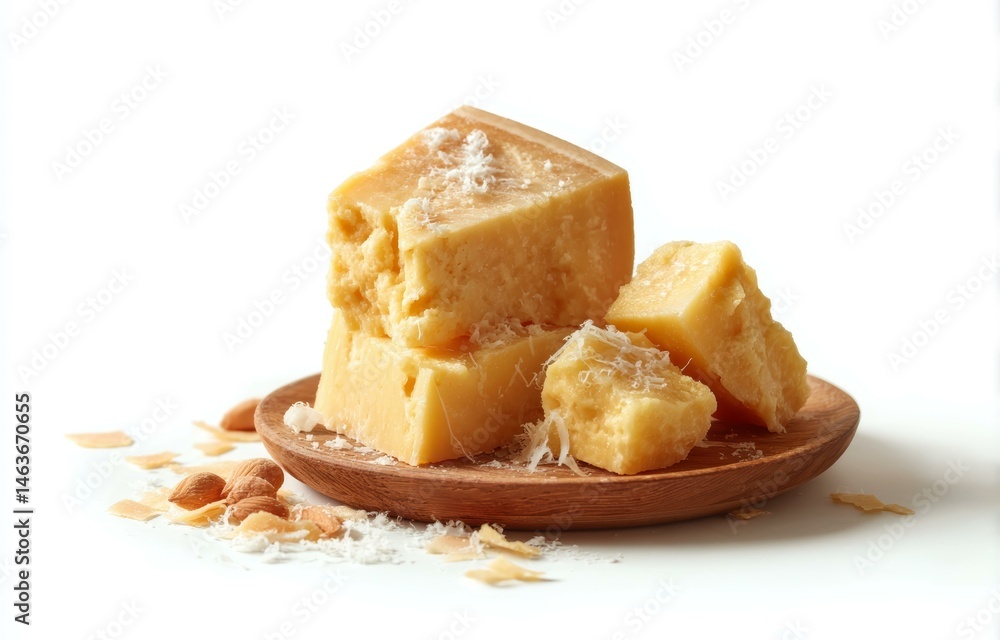 Parmesan Cheese Variety on Wooden Plate
