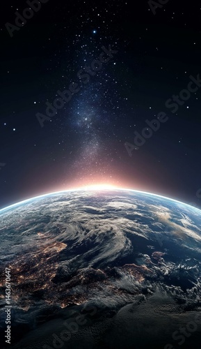 Obraz na płótnie Earth Sunrise from Space w salonie