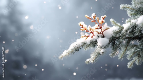Winter Wonderland Snowy Fir Branch
