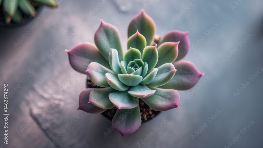 Obraz premium Beautiful Echeveria Plant Featuring Fleshy Rosette Leaves and Vibrant Flowers