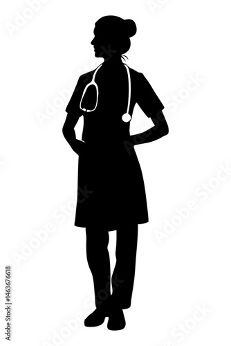 Female doctor vector silhouette