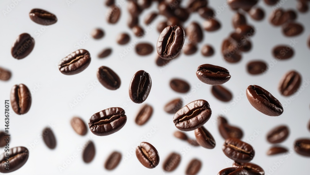 Falling and flying cacao beans on a dark background Falling and flying cacao beans on a dark background